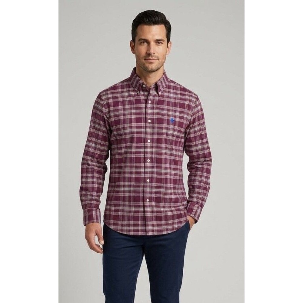 Brooks Brothers Men’s Maroon Plaid Long Sleeve Shirt Size XL